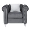 Upholstered Elegant Armchair with Round Arms, Comfortable Seating and Easy Assembly for Living Room - 3 of 4