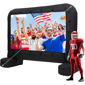 14 ft Portable Inflatable Projector Screen - Front & Rear Projection, with Air Blower, Rope, Ground Nails & Carry Bag for Outdoor Theater/Party - 1 of 4