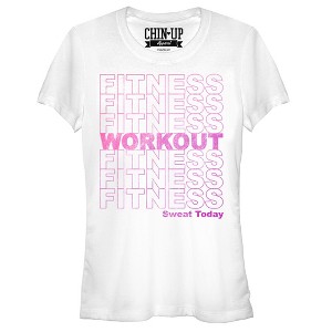 Juniors Womens CHIN UP Fitness Workout T-Shirt - 1 of 3