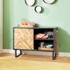 Olivia & May Rectangular Contemporary Mosaic Wood Cabinet Black: Bohemian Style, Iron Frame, No Assembly Required - 3 of 4