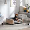 Lirago 38.58" W x 26.77" D x 11.02" H Elevated Dog Bed Pet Sofa Solid Wood Legs Light Gray Velvet Cushion with Removable Bolster Washable Large Size - 2 of 4