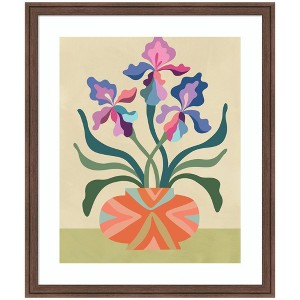 Kate and Laurel Framed Art Iris and Vase by Rachel Lee, 22x26, Florence Medium Brown - 1 of 4