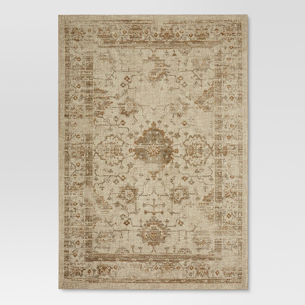 Tan Vintage Distressed Area Rug (7'X10') - Threshold