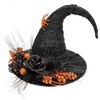 Northlight 16" Black Tinsel Witch's Hat with Orange Glittered Roses Halloween Decoration - 3 of 3