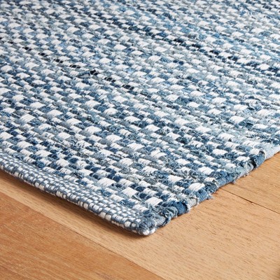 Denim Stone Blue Handwoven Cotton Stripe Rug 5' x 8'