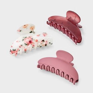 Half Moon Claw Hair Clip Set 3pc - Wild Fable™ Pink/White - 1 of 2