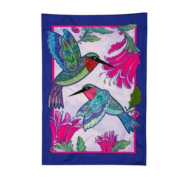 Colorful Hummingbird Linen Garden Flag