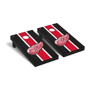 NHL Detroit Red Wings Premium Cornhole Board Onyx Stained Stripe Version