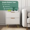 CIPACHO White 2-Piece Nightstand Set - 2-Drawer Modern Wood Table with Gold Legs (Bedroom/Living Room) - 3 of 4