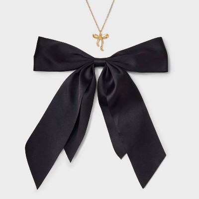 Bow Hair Clip and Necklace with Bow Charm Set 2 pc - Wild Fable™ Black