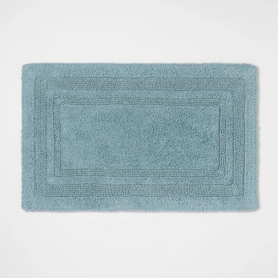 Photo 1 of 20"x34" Performance Cotton Reversible Bath Rug - Threshold™ [Aqua]
