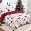 Duvet Cover, Christmas Comforter Cover Set, 3Pcs Holiday Bedding Set Includes Red Plaid Reindeer Printed Duvet + 2 Pillow Shams - 3 of 4