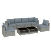 GDFStudio Dana Outdoor 6-Seater Rattan and Metal Upholstered Sectional Sofa Set with Coffee Table - 2 of 4