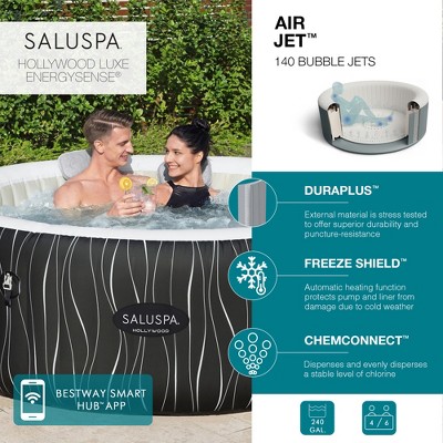 Bestway SaluSpa Black Round Inflatable Hot Tub with EnergySense Cover