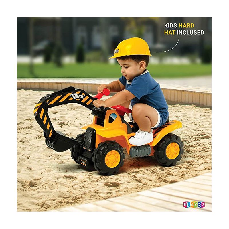 Toy Tractors for Kids – Ride On Excavator Includes Helmet with Rocks - Ride on Tractor Pretend Play - Toddler Tractor Construction Truck -Play22usa, 5 of 11