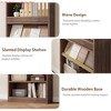 5 Tier 71" Tall Bookcase w/Display Rack & Fluted Design, Farmhouse Bookshelf w/ Wood Base, Wood Bookshelf Rustic Vintage Book Shelf for Office Library - 3 of 4