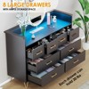 8 Drawer Dresser for Bedroom with LED Light and Charging Station, Modern Wide Chest of Drawers with Open Storage for Living Room or Entryway - 4 of 4