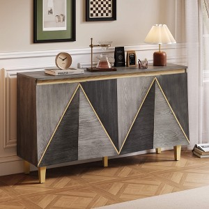 ORRD 60" Retro Buffet Cabinet - 4-Door Vintage Sideboard with Adjustable Shelves for Dining Room & Living Room（Gray） - 1 of 4
