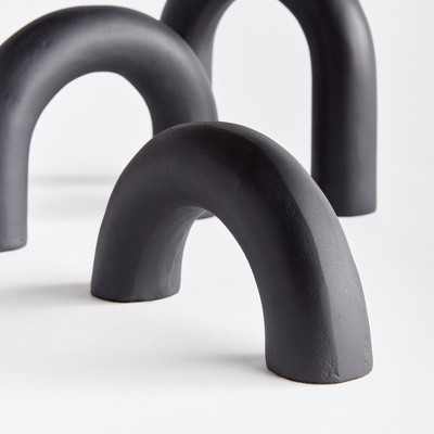Black Cast Aluminum Abstract Arch Sculptures Set
