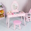 Infans Kids Vanity Makeup Table & Chair Set Make Up Stool Play Set for Children Pink - 3 of 4