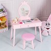 Infans Kids Vanity Makeup Table & Chair Set Make Up Stool Play Set for Children Pink - image 3 of 4