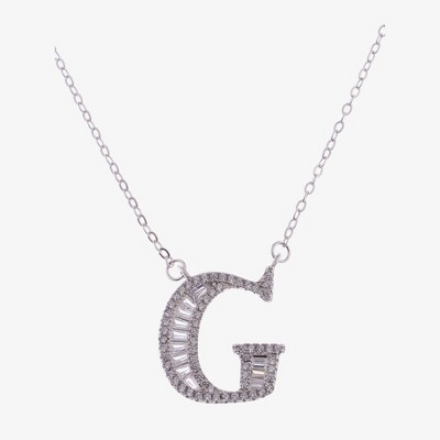 Anna-Kaci Silver Tone Initial Letter Pendant Necklace with Crystal Rhinestone Accents