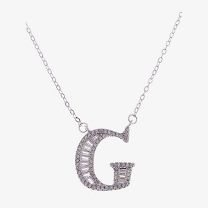 Anna-Kaci Silver Tone Initial Letter Pendant Necklace with Crystal Rhinestone Accents - 1 of 4