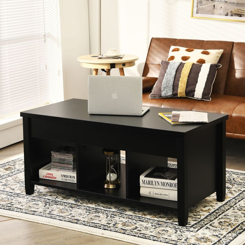 Costway Lift Top Coffee Table w/ Hidden Compartment and Storage Shelves Black, 1 of 11