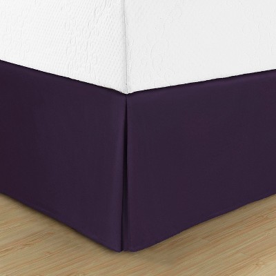 Eggplant Twin Polyester Pleated Bed Skirt with Split Corners