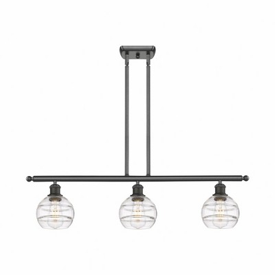 Rochester - 3 Light Stem Hung Island In Industrial Style-8.38 Inches Tall and 36 Inches Wide