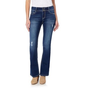 WallFlower Women's Luscious Curvy Bootcut Mid-Rise Bling Insta Stretch Juniors Jeans (Standard and Plus) - 1 of 4