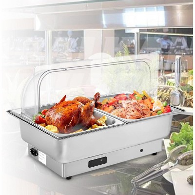 9 QT Electric Chafing Dishes Buffet Set, Stainless Steel Catering Food Warmer with 2*1/2 Pans & Cover for Parties, Birthday, Wedding, Banquet