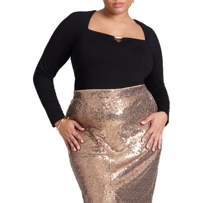 ELOQUII Women's Plus Size Bead Detail Top