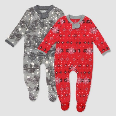 Image of Honest Baby 2pk Night Pine Sleep N' Play - Red/Gray 6-9M