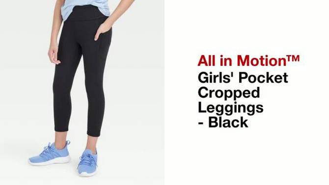 Girls' Pocket Cropped Leggings - All In Motion™ Black, 2 of 8, play video