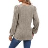 Womens Fall Tops Long Sleeve Soft Ligthweigt Sweater Square Neck Pullovers with Irregular Rib Texture Bishop Sleeve Tee Blouse - 2 of 3