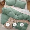Sage Green Queen Duvet Cover Set, 3 Pieces, Prewashed Cotton - Like, 90x90 Inch with Zipper, 2 Pillow Shams - 3 of 4