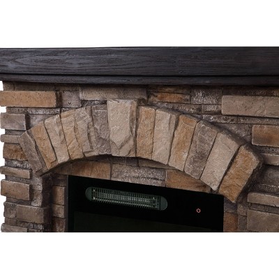 Festivo 36" Tan Faux Stone Freestanding Electric Fireplace