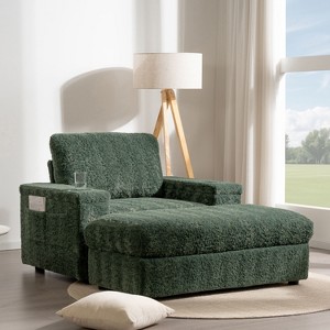 NicBex Oversized Faux Rabbit Fur Sofa Bed with Storage Ottoman & Cup Holders,Upholstered Sleeper Chair for Living Room,Bedroom - 1 of 4
