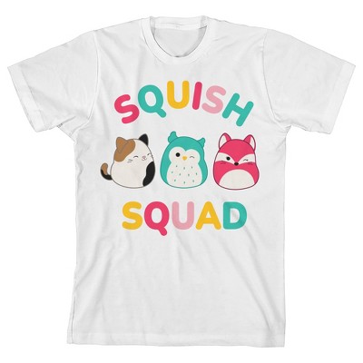 Squishmallows Squish Squad Crew Neck Short Sleeve Youth Boy's White T ...