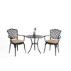 SKRAN 25'' Set of 3 Bistro Set Table and Chairs,Outdoor Patio Set,Rust Proof Cast Aluminum Bistro Set with cushion for Outdoor, Garden, Patio,  Black - 2 of 4