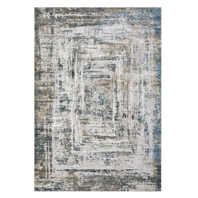 Machine Washable Area Rug Modern Abstract Non Slip Rug Foldable Stain Resistant Low Pile Indoor Carpet for Living Room Bedroom,Blue/5'×7'