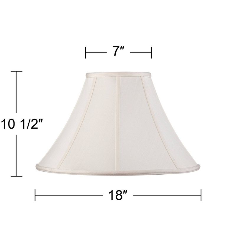 Springcrest Off-White Shantung Large Lamp Shade 7" Top x 18" Bottom x 10.5" High x 12" Slant (Spider) Replacement with Harp and Finial, 5 of 8