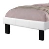 Royal Hampton Twin Bed with Silver Trim, White Button Tufted Faux-Leather - 4 of 4