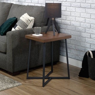 Grand Walnut & Metal Geometric Side Table