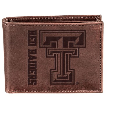 Evergreen NCAA Texas Tech Red Raiders Brown Leather Bifold Wallet Officially Licensed with Gift Box