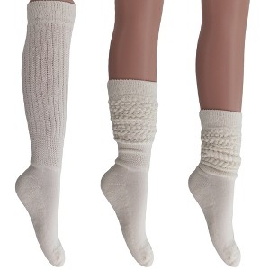 Women's Slouch Socks – Soft Cotton Scrunch Socks, Retro Knee-High Boot Socks for Casual Wear & Comfort (6 Pairs) - 1 of 1
