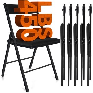 SUGIFT 6-Pack Black Padded Folding Chairs with Double Hinges, Black - 1 of 2