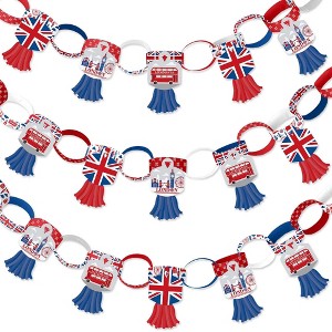 Big Dot of Happiness Cheerio, London - 90 Chain Links and 30 Paper Tassels Decoration Kit - British UK Party Paper Chains Garland - 21 feet - 1 of 4