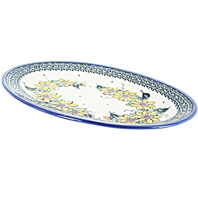 Blue Rose Polish Pottery P07 Galia Oval Platter
